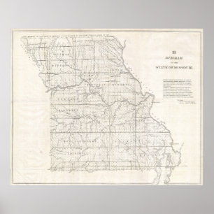 kaart van Missouri (1850) Poster