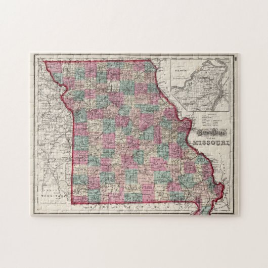 kaart van Missouri (1873) Legpuzzel (Horizontaal)