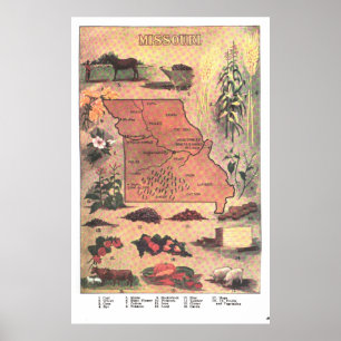  kaart van Missouri (1921) Poster