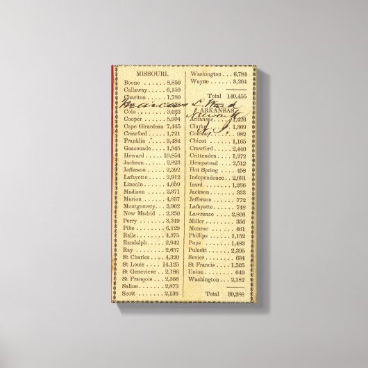 Kaart van Missouri 2 Canvas Afdruk (Voorkant)