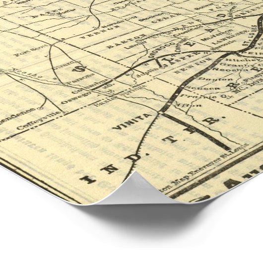 Kaart van Missouri 2 Poster (Hoek)