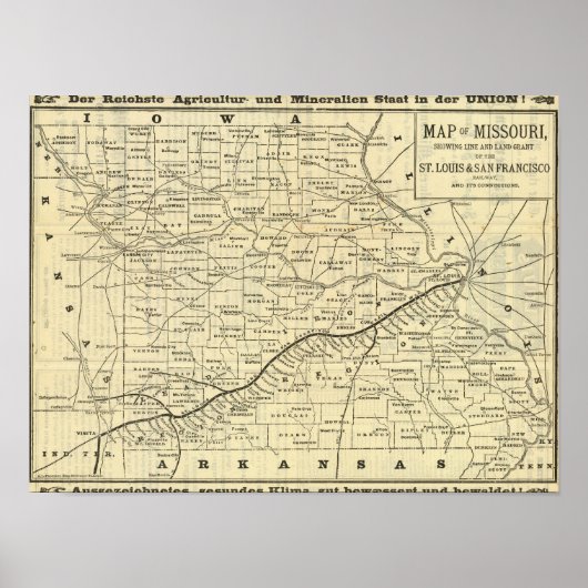 Kaart van Missouri 2 Poster (Voorkant)