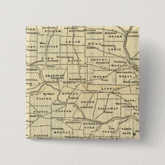 Kaart van Missouri 2 Vierkante Button 5,1 Cm (Voorkant)