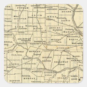 Kaart van Missouri 2 Vierkante Sticker