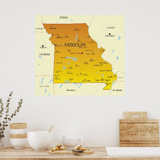 Kaart van Missouri Poster (Keuken)