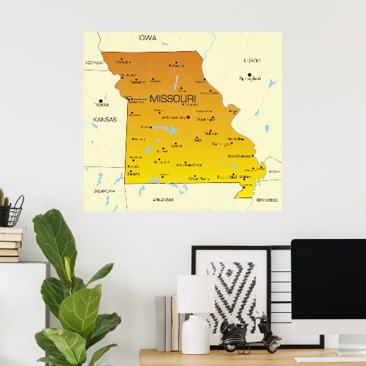 Kaart van Missouri Poster (Thuiskantoor)