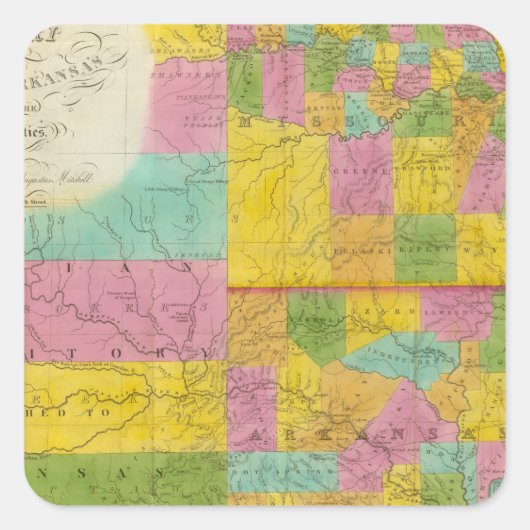 Kaart van Missouri Vierkante Sticker (Voorkant)