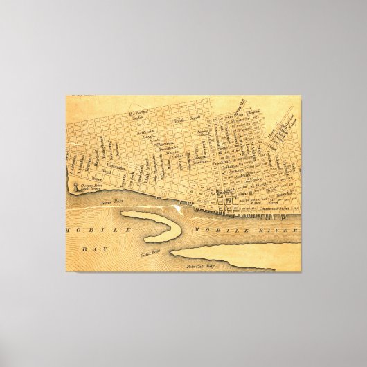 kaart van Mobile Alabama (1840) Canvas Afdruk (Voorkant)