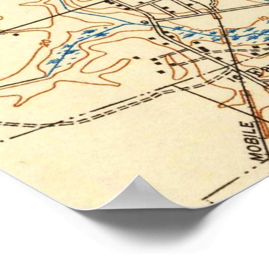  kaart van Mobile Alabama (1940) 2 Poster (Hoek)