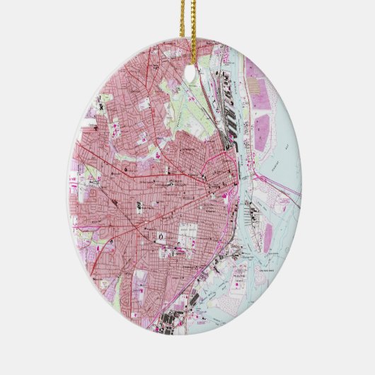 kaart van Mobile Alabama (1953) Keramisch Ornament (Rechts)