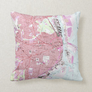  kaart van Mobile Alabama (1953) Kussen