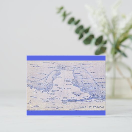 Kaart van Mobile Bay uit het verleden (Staand voorkant)