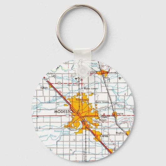 kaart van Modesto California Sleutelhanger (Voorkant)