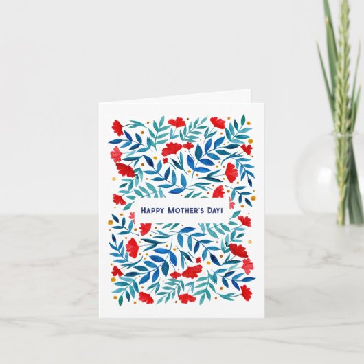 Kaart van Moederdag van tuinroodbaars en turkooize (Voorkant)