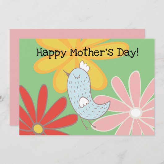 Kaart van moederdier en bloemen (Voorkant / Achterkant)