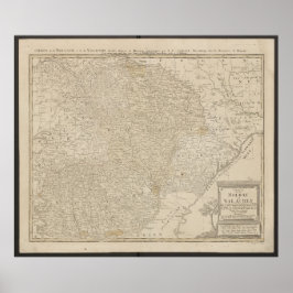 Kaart van Moldavië en Walachije uit 1785 Poster