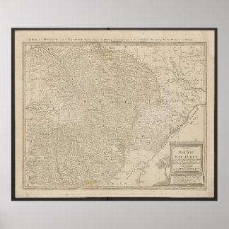 Kaart van Moldavië en Walachije uit 1785 Poster