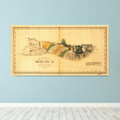 Kaart van Molokai, Hawaiian Island (1897) Canvas Afdruk (Insitu (Houten vloer))