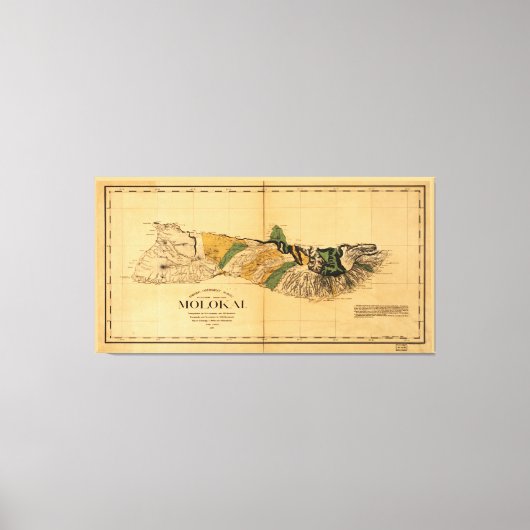 Kaart van Molokai, Hawaiian Island (1897) Canvas Afdruk (Voorkant)