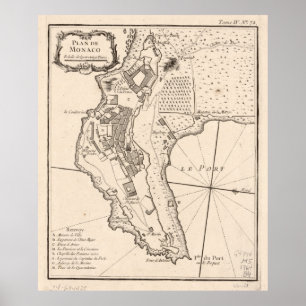  kaart van Monaco Frankrijk (1764) Poster