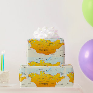 Kaart van Mongolië Cadeaupapier