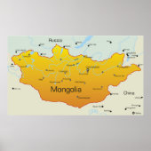 Kaart van Mongolië Poster (Voorkant)