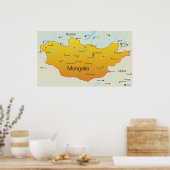Kaart van Mongolië Poster (Keuken)