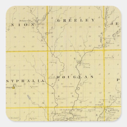 Kaart van Monona County, staat Iowa Vierkante Sticker (Voorkant)