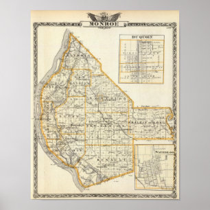 Kaart van Monroe County, DuQuoin en Waterloo Poster