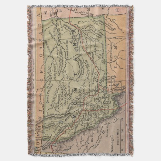  kaart van Montana (1885) Deken (Voorkant Verticaal)