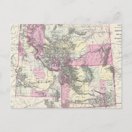 kaart van Montana, Wyoming en Idaho (1884) (Voorkant)