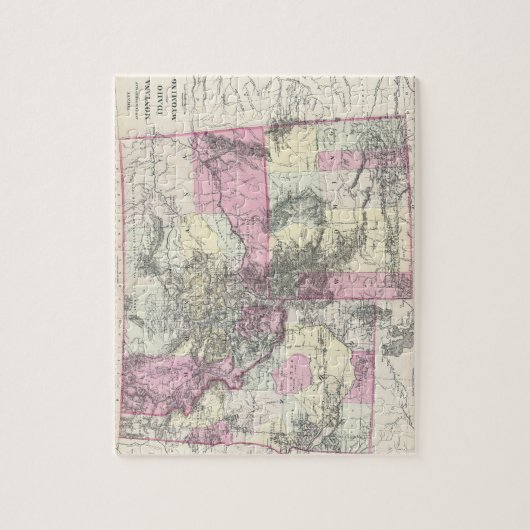  kaart van Montana, Wyoming en Idaho (1884) Legpuzzel (Verticaal)