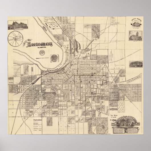  kaart van Montgomery, Alabama (1899) Poster (Voorkant)