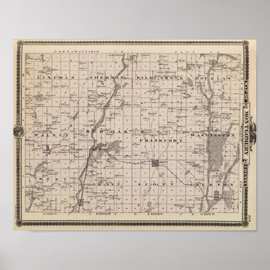 Kaart van Montgomery County, staat Iowa Poster (Voorkant)