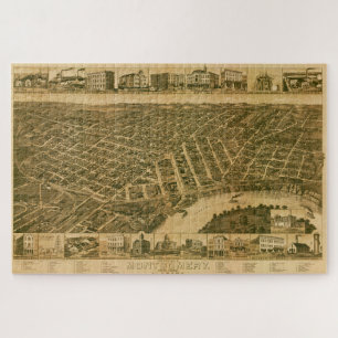 Kaart van Montgomery, hoofdstad van Alabama (1887) Legpuzzel