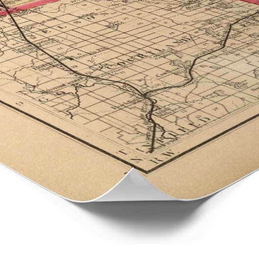 Kaart van Montkals County, Michigan Poster (Hoek)