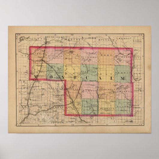 Kaart van Montkals County, Michigan Poster (Voorkant)