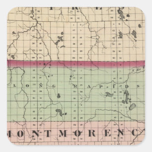 Kaart van Montmorency County, Michigan Vierkante Sticker