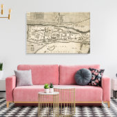  kaart van Montreal (1758) Canvas Afdruk (Insitu (Woonkamer))