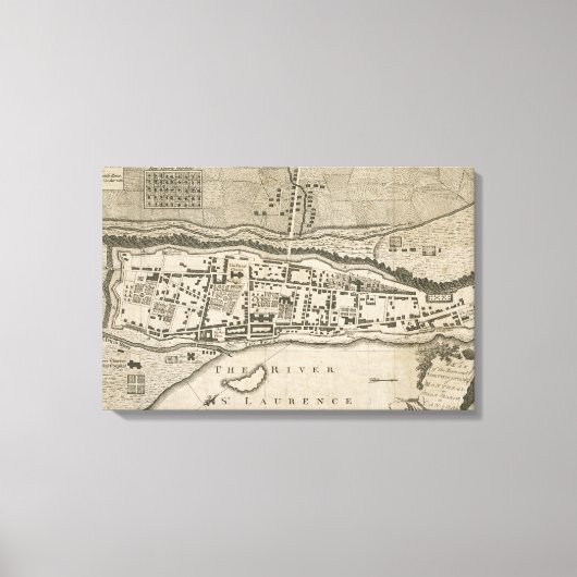  kaart van Montreal (1758) Canvas Afdruk (Voorkant)