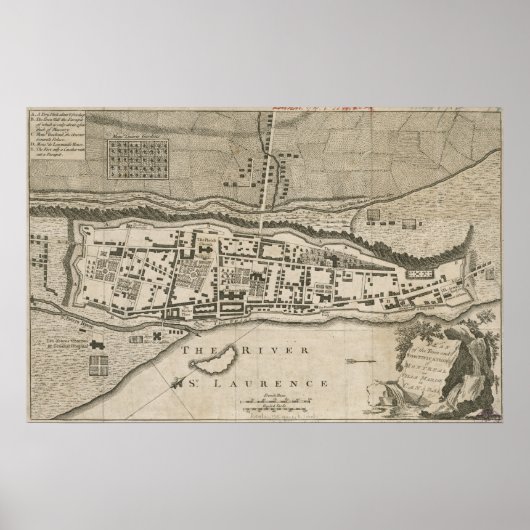 kaart van Montreal (1758) Poster (Voorkant)