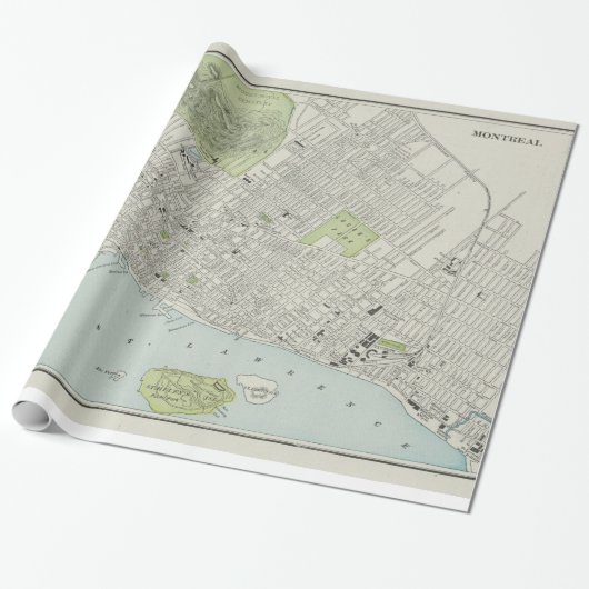 kaart van Montreal (1901) Cadeaupapier (Uitgerold)