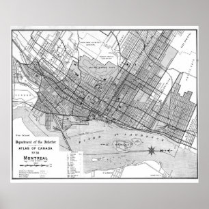 kaart van Montreal (1906) BW Poster