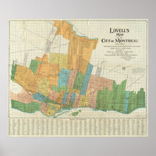 kaart van Montreal (1920) Poster (Voorkant)