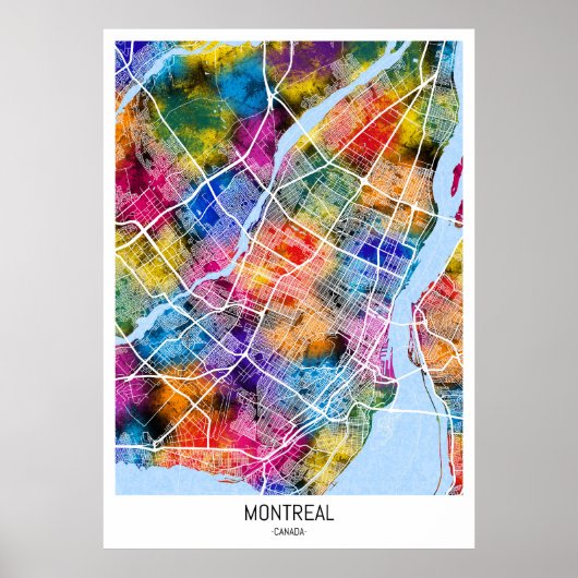 Kaart van Montreal Quebec Canada Poster (Voorkant)