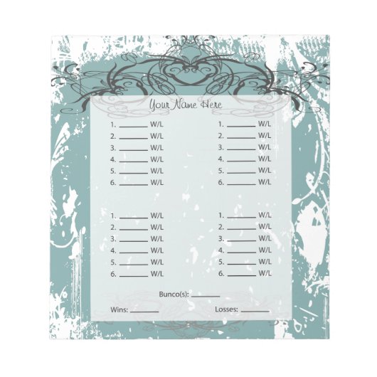 Kaart van mooie Bunco Notitieblok (Voorkant)