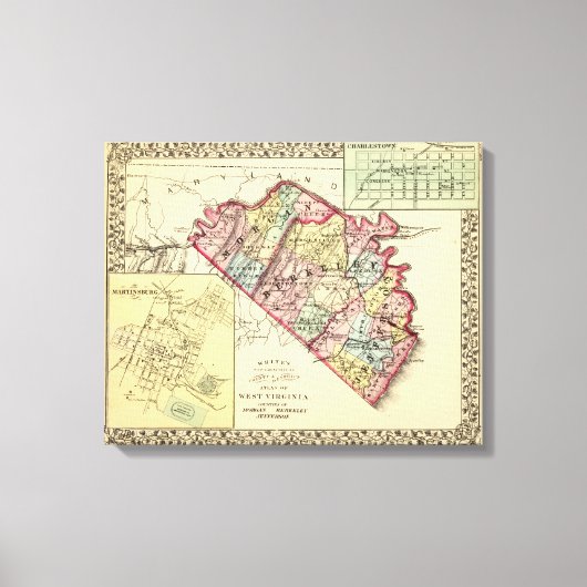 Kaart van Morgan, Berkeley en de provincies Jeffer Canvas Afdruk (Voorkant)