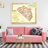 Kaart van Morgan, Berkeley en de provincies Jeffer Canvas Afdruk (Insitu (Woonkamer))