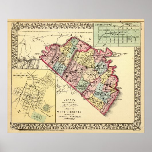 Kaart van Morgan, Berkeley en de provincies Jeffer Poster (Voorkant)