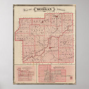 Kaart van Morgan County met Mooresville Poster